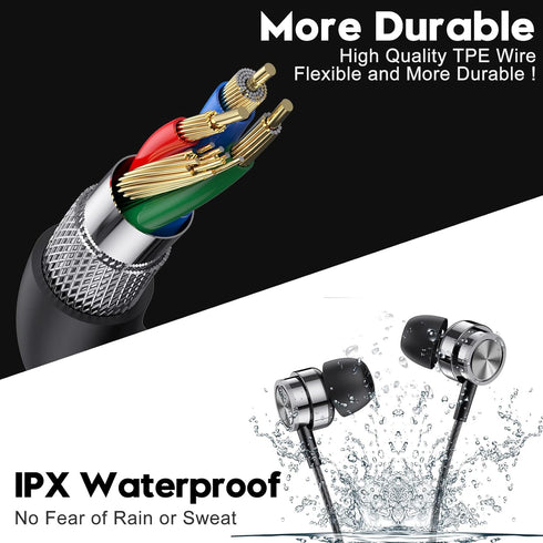 Wired Earbuds with Microphone, in Ear Headphones with Heavy Bass & Noise Isolation, Compatible with Samsung, Tablet,