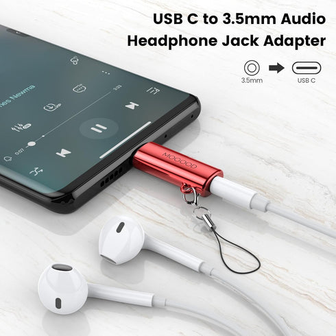 MOSWAG USB C to 3.5mm Headphone Adapter Type C Headphone Adapter Aux Mic Audio Dongle Hi-Res DAC Chip Compatible with Samsung Galaxy S23 S22 Pixel 7/6 iPad Pro/Air/Mini