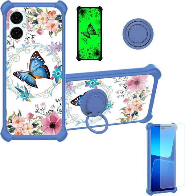 jioeuinly BLU G53 Case Compatible with Pinwheel Genesis 1, with Tempered Glass Screen Protector, Ring Support, Luminous