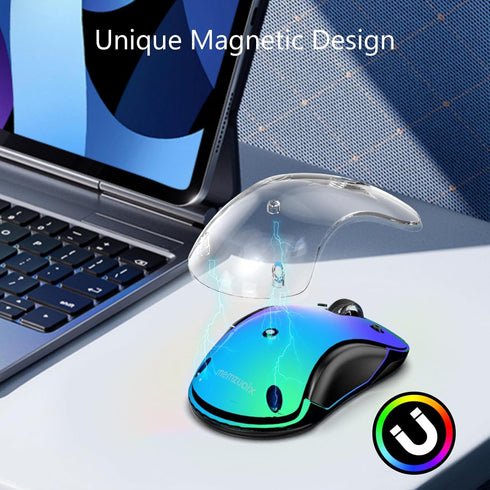 memzuoix 2.4G LED Wireless Mouse - Rechargeable Ergonomic Mouse with Detachable Cover, 1200 DPI