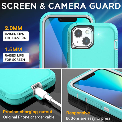 AICase iPhone 13 Mini Case (5.4") - Rugged, Heavy Duty, Shockproof, Dust Proof, with Glass Screen Protector.