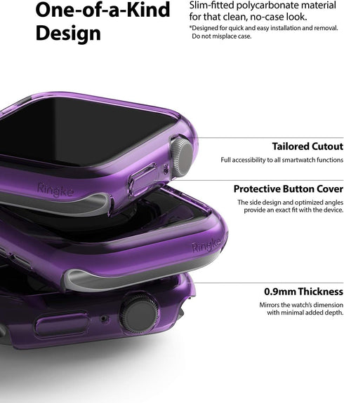 Ringke Slim Anti-Yellowing Material Case for Apple Watch Series 6, 5, 4, SE (2020), SE (2022) 40mm - Clear & Purple