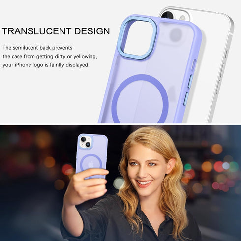 BENTOBEN Translucent Matte Magnetic Case for iPhone 14 Plus, Compatible with MagSafe, Purple Blue