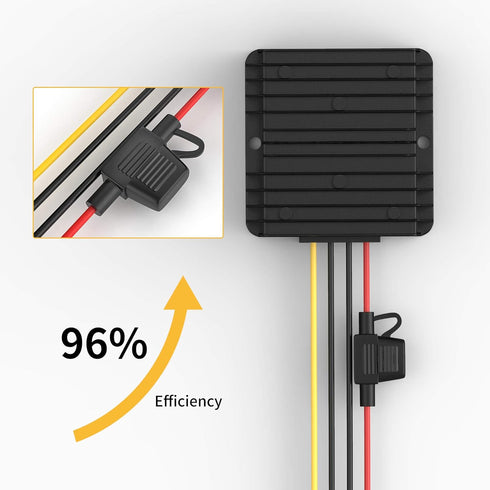 24V to 12V Voltage Converter, 15A 180W DC Transformer with Fuse Waterproof for Golf Cart, LED Light, Solar System