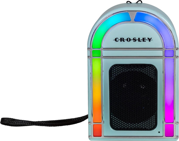 Crosley CR3046A-AB Mini Jukebox Portable Bluetooth Speaker with LED Lights and Microphone, Aqua