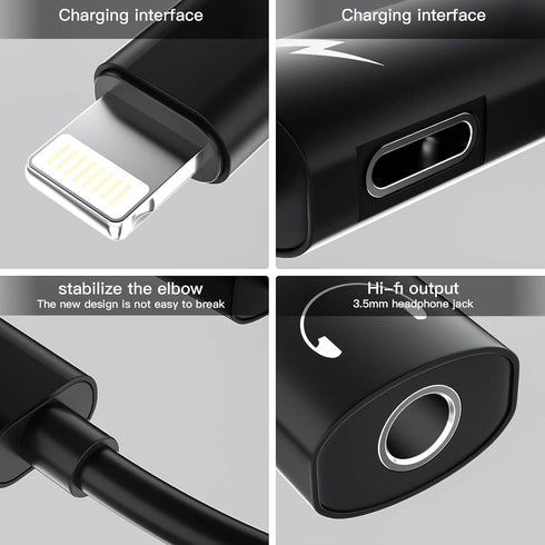 Lightning to 3.5mm Adapter for iPhone, 2in1 Dongle AUX Cord Converter for Apple MFi Certified 13/12/11 Pro Max