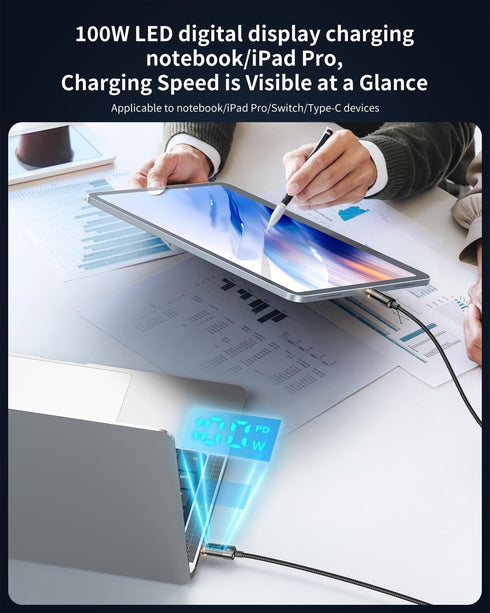 mcdodo USB C to USB C Charger Cable, Transparent Data Cable, PD 100W Charger with Digital Display for iPhone 15/MacBook