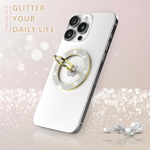 Magnetic Phone Ring Holder for MagSafe, Magnetic Grip for iPhone, Compatible with MagSafe Wireless Charging (Gold)