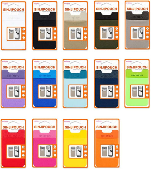 Sinjimoru Basic Cell Phone Wallet Stick on, Card Holder for Back of Phone, Adhesive Stretchy iPhone Wallet, Sinji Pouch