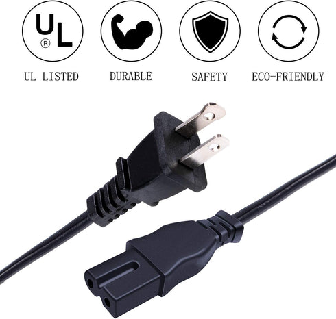 8ft Power Cord Replacement for Toshiba 19LV61K, 22LV505, 40L2400U, 15LV505, 19LV505, 19LV610U, TV AC Charger Cable