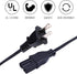 8ft Power Cord Replacement for Toshiba 19LV61K, 22LV505, 40L2400U, 15LV505, 19LV505, 19LV610U, TV AC Charger Cable