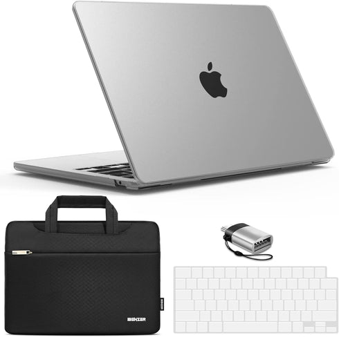 IBENZER Compatible with 2024 2023 2022 MacBook Air 13 inch Case - Hard Shell, Sleeve, Keyboard Cover, Type-C Adapter