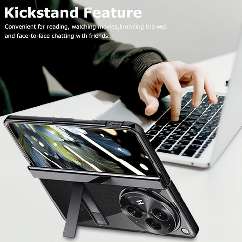 OnePlus Open Clear Case with Hinge Protection, Built-in Screen & Camera Protectors, All-Inclusive Kickstand Cover,