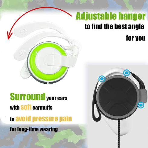 Hooks Earbuds Set with Case for Kids for School, Wired Over-Ear 3.5mm Headphones earmuff for Phone and PC, Wrap Around Ear Buds with Earhook for Teens and Adults, Comfortable Earphones with Hooks Dino