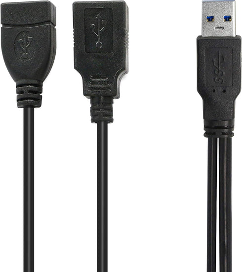 GINTOOYUN USB 3.0 Splitter Cable, USB Type A 3.0 Male to 3.0 Female and 2.0 Female Y Extension for PC, Laptop, 30cm