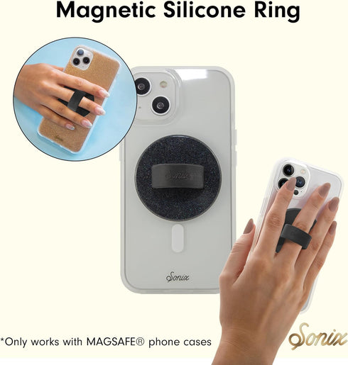 Sonix Magnetic Phone Grip, MagSafe Silicone Ring Loop Grip - Detachable Holder for Hand, Soft MagSafe Grip | Glitter