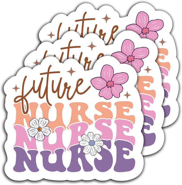 (3Pcs) Future Nurse Sticker Nursing Student Stickers, Waterproof Vinyl Decal for Books, Laptops, Tumblers, Water Bottles