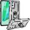 Military Grade Drop Impact Case for Oneplus 9 Pro, 360 Metal Rotating Ring Kickstand Holder, Shockproof (Silver)