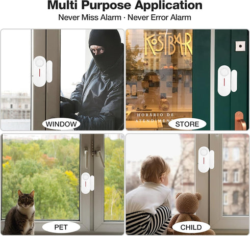 Door Window Alarm, 110DB for Kids Safety, Wireless Sensor Burglar Alarm for Home (5PCS)