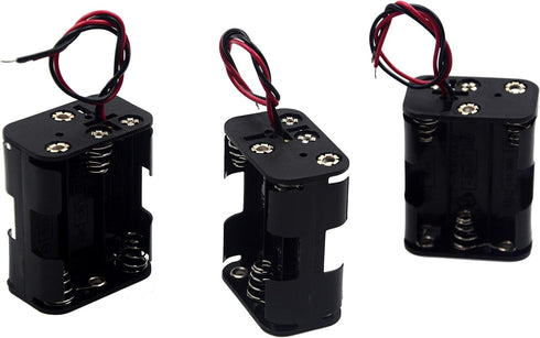 Pack of 3 AA Battery Holder, 6 AA Battery Holder with Leads, 9v AA Battery Holder