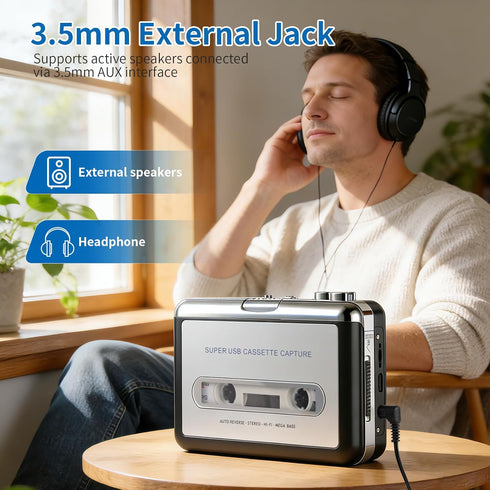 Gxyamen Cassette Cassette MP3 Tape Player Recorder, to Converter with Software, Compatible with Laptops and Personal