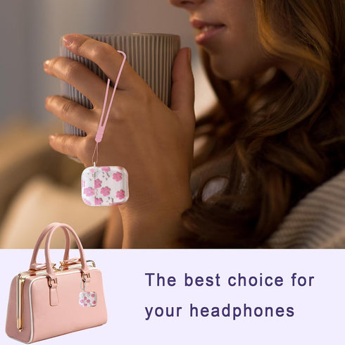 Pink Floral Clear Cover for AirPods 2 Case 1st Generation 2021, Cute Flower Pendant, Cleaning Pen Strap Accessories Set