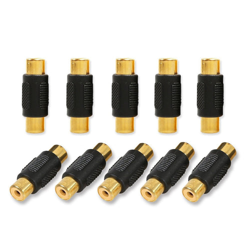 ELECTOP 10 Pack RCA Female to Female Coupler, Gold Adapter for Audio Video