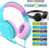 FosPower Kids Headphones, Safe Volume Limit 85 dB, Over The Ear with Built-in Mic, Tangle-Free Cable, Mint/Pink