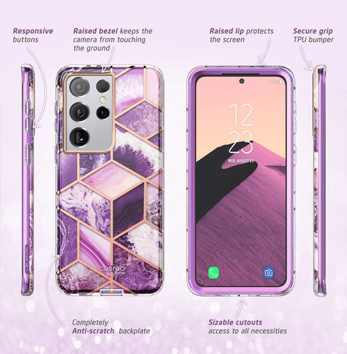i-Blason Cosmo Series Case for Samsung Galaxy S21 Ultra 5G, Slim Stylish Protective Case (Amethyst)