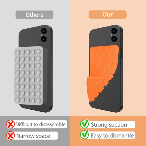 Rwotlls Silicone Double-Sided Suction Cup Phone Case Detachable Mount, Hands-Free Strong Grip Holder Stand for Selfies