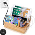 Charging Station Organizer, Fast Charging Station for Multiple Devices, 5-Port USB Bamboo Wood Charging Dock, Universal