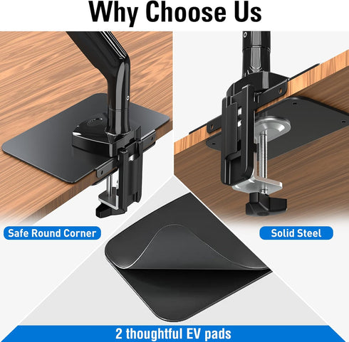 MOUNTUP Monitor Mount Reinforcement for Tempered Glass Desk, Monitor Arm Plate, Steel Bracket for Thin and Most Fragile