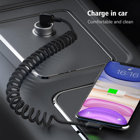 AICase 90 Degree Coiled Charging Cable, Right Angle Design Gaming LED Cord 6ft/1.8m for iPhone XS/8/7/Pad Pro Air