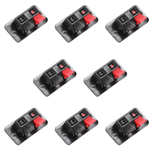 Heyiarbeit 8Pcs 2-Way Speaker Terminal Block Spring Push Release Connector 2 Position Amplifier Clamp Test Clip