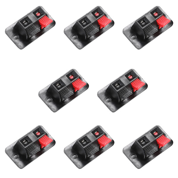 Heyiarbeit 8Pcs 2-Way Speaker Terminal Block Spring Push Release Connector 2 Position Amplifier Clamp Test Clip