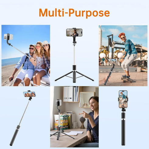 scev 67" 360 All-in-1 Selfie Stick Tripod, Portable Cell Phone Tripod with Wireless Remote Control, Rotating Extendable