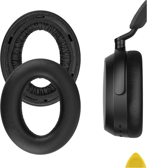 Geekria QuickFit Replacement Ear Pads for Sennheiser Momentum 4 Wireless Over-Ear Headphones, Ear Cushions (Black)