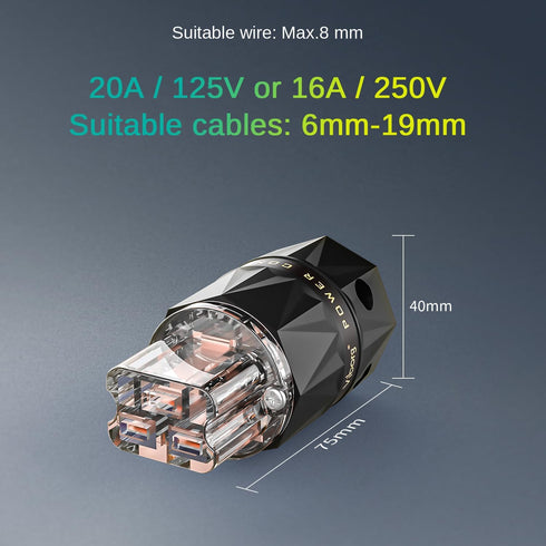 Viborg VF523 HiFi Power Connector IEC C19 - Pure Copper 20A Female High End Power Plug for 8MM Audiophile Cable