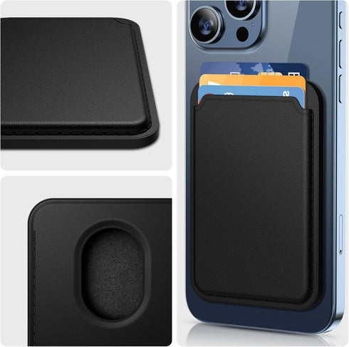 Miracase Magnetic Card Wallet Holder for MagSafe, 3-Card Holder Compatible with iPhone 15/14/13/12 Series - Black