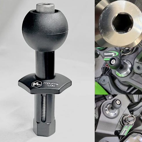 MotoMount Ninja for Kawasaki Ninja, 12mm Hexagon Hole Mount with 1inch Ball, Compatible with Phone/Camera/GPS