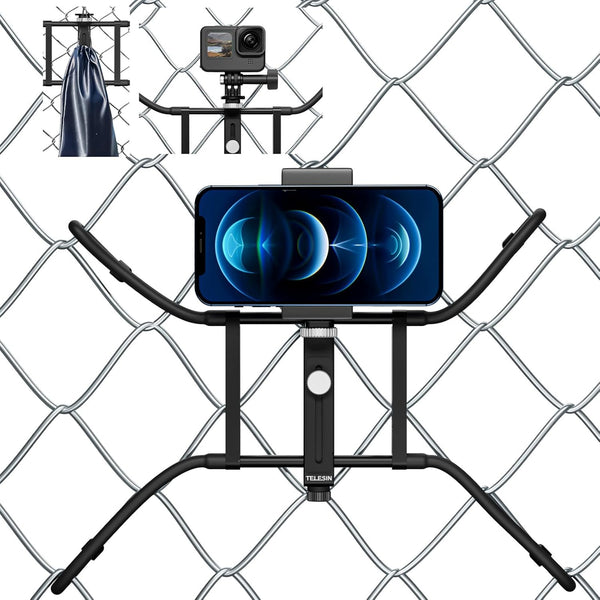 TELESIN Fence Mount with Flexible Clamp Arm for Phones, GoPro 13, DJI Action 5 Pro, Live Streaming Accessories