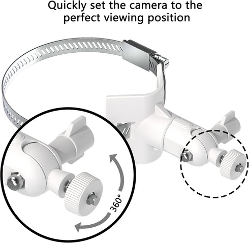 Universal Adjustable Stainless Mount Bracket for Outdoor Security Camera, 360 Degree Clamp Compatible with Reolink/Nest