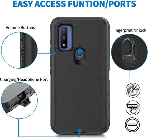 Anloes Heavy Duty Case for Moto G Pure 2021/G Play 2023/G Power 2022, Shockproof Dustproof Protection (Black)