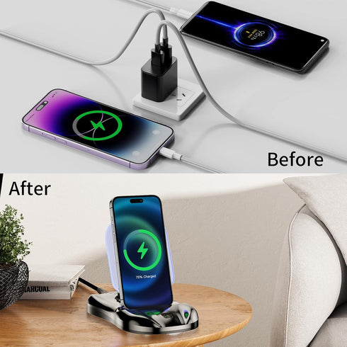 Magnetic USB C Charger Cable 2 in 1, 2-Pack PD 100W (5A) Nylon Braided USB C to USB C/Lightning Fast Charging Cable for