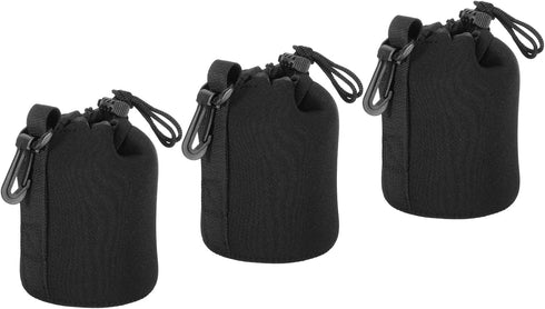 PATIKIL Camera Lens Bag, 3 Pcs Drawstring Lens Pouch (3.5" ID x 5.5" H) with Thick Protective Neoprene, Lens Case for