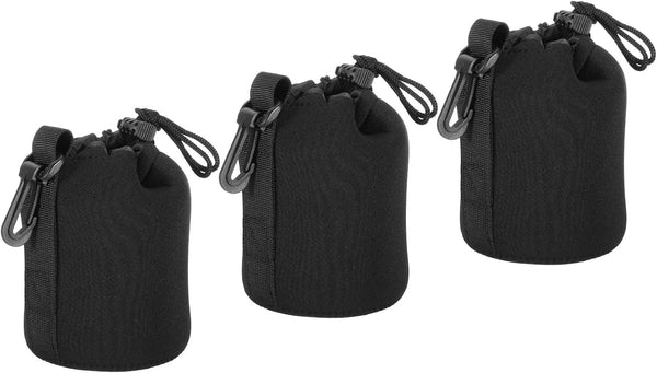 PATIKIL Camera Lens Bag, 3 Pcs Drawstring Lens Pouch (3.5" ID x 5.5" H) with Thick Protective Neoprene, Lens Case for