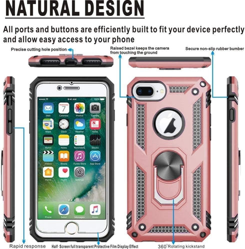 Folmeikat Compatible with iPhone 8 Plus, 7 Plus, 6s Plus/6 Plus Phone Case, 360 Degree Rotating Metal Ring