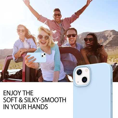 Telaso iPhone 13 Case, Baby Blue Liquid Silicone Soft Gel, Slim Fit, Shockproof, Microfiber Lining, 6.1 inch.