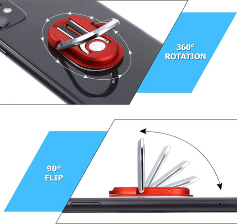 6 Pieces 3-in-1 Multipurpose Mobile Phone Bracket Holder 360 Degree Rotation Cell Phone Ring Stand for Car Home, 5 Colors
