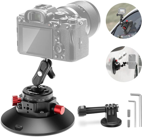 NEEWER 6"/15.2cm Camera Suction Cup Mount with Ball Head Magic Arm for Car Windshield Dash, Compatible with Camera/Phone
